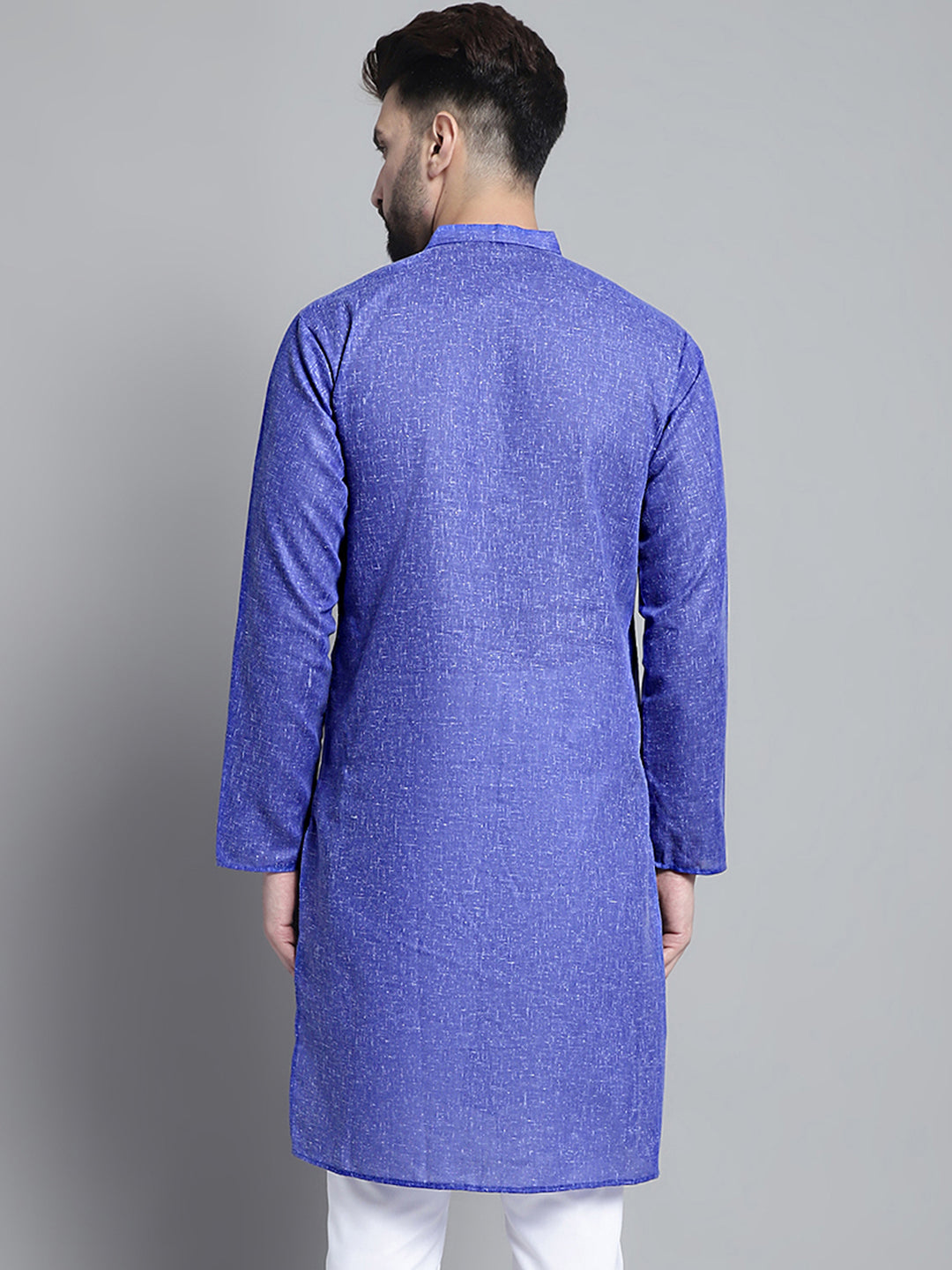 Jompers Men's Solid Pure Cotton Kurta Only - Blue - Distacart