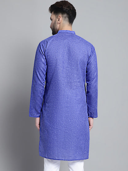 Jompers Men's Solid Pure Cotton Kurta Only - Blue - Distacart
