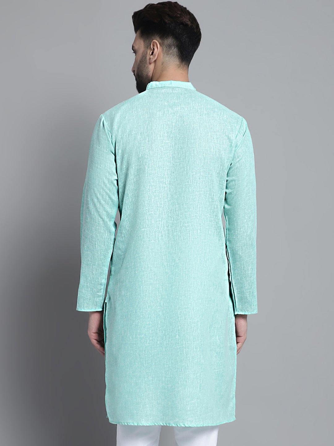 Jompers Men's Solid Pure Cotton Kurta Only - Green - Distacart