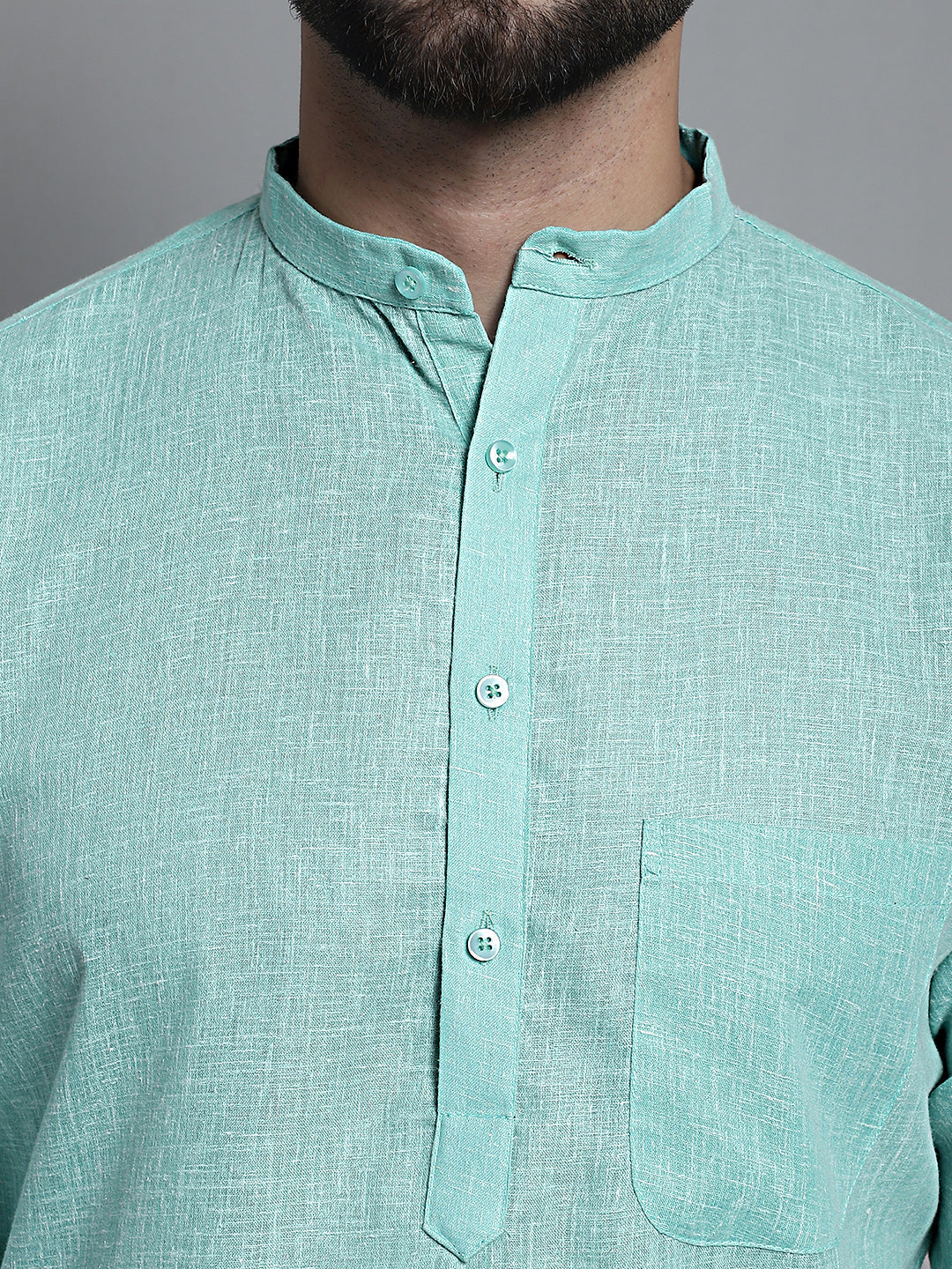 Jompers Men's Solid Pure Cotton Kurta Only - Green - Distacart
