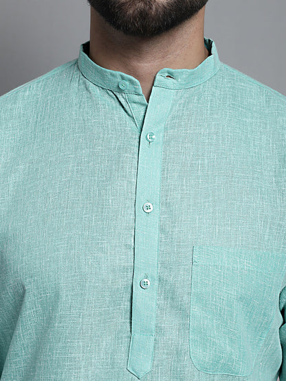 Jompers Men's Solid Pure Cotton Kurta Only - Green - Distacart