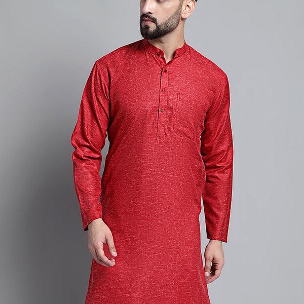 Jompers Men's Solid Pure Cotton Kurta Only - Maroon - Distacart