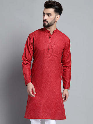 Jompers Men's Solid Pure Cotton Kurta Only - Maroon - Distacart