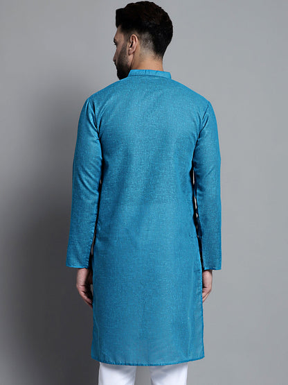 Jompers Men's Solid Pure Cotton Kurta Only - Peacock - Distacart
