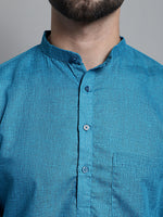 Thumbnail for Jompers Men's Solid Pure Cotton Kurta Only - Peacock - Distacart