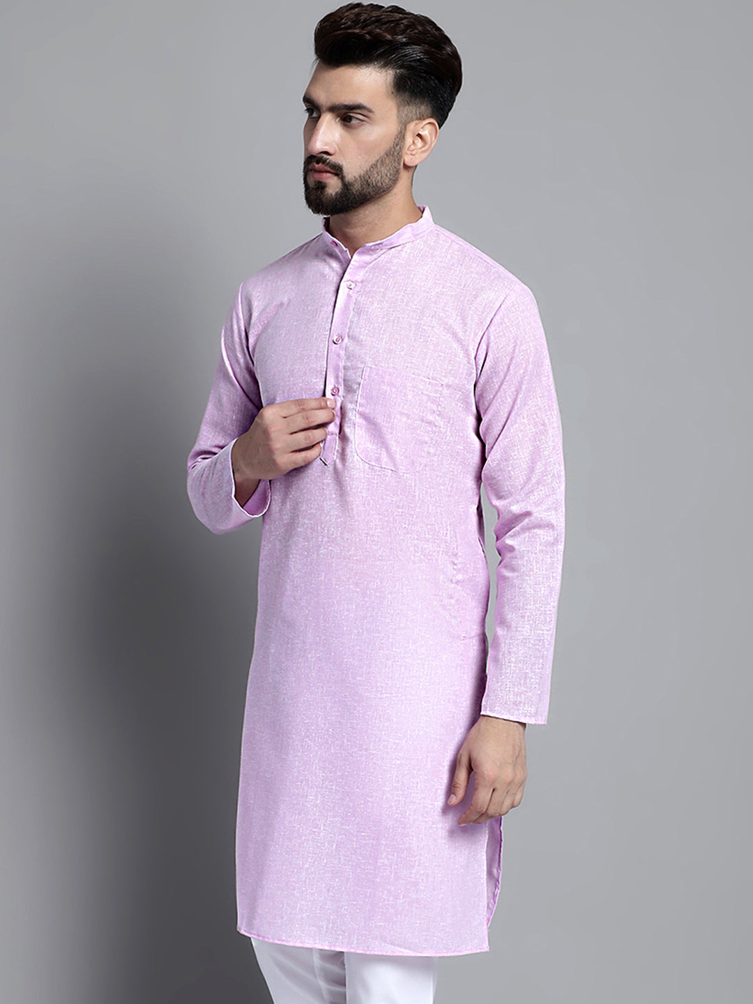 Jompers Men's Solid Pure Cotton Kurta Only - Purple - Distacart