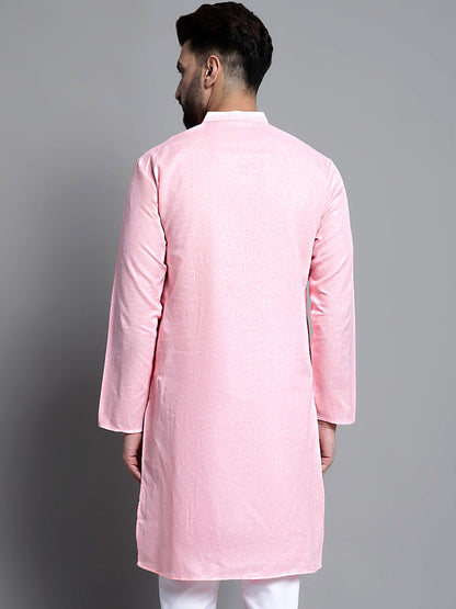 Jompers Men's Solid Pure Cotton Kurta Only - Pink - Distacart