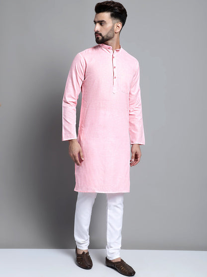 Jompers Men's Solid Pure Cotton Kurta Only - Pink - Distacart