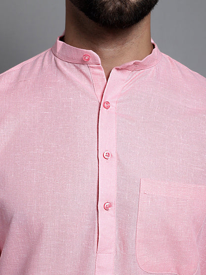 Jompers Men's Solid Pure Cotton Kurta Only - Pink - Distacart