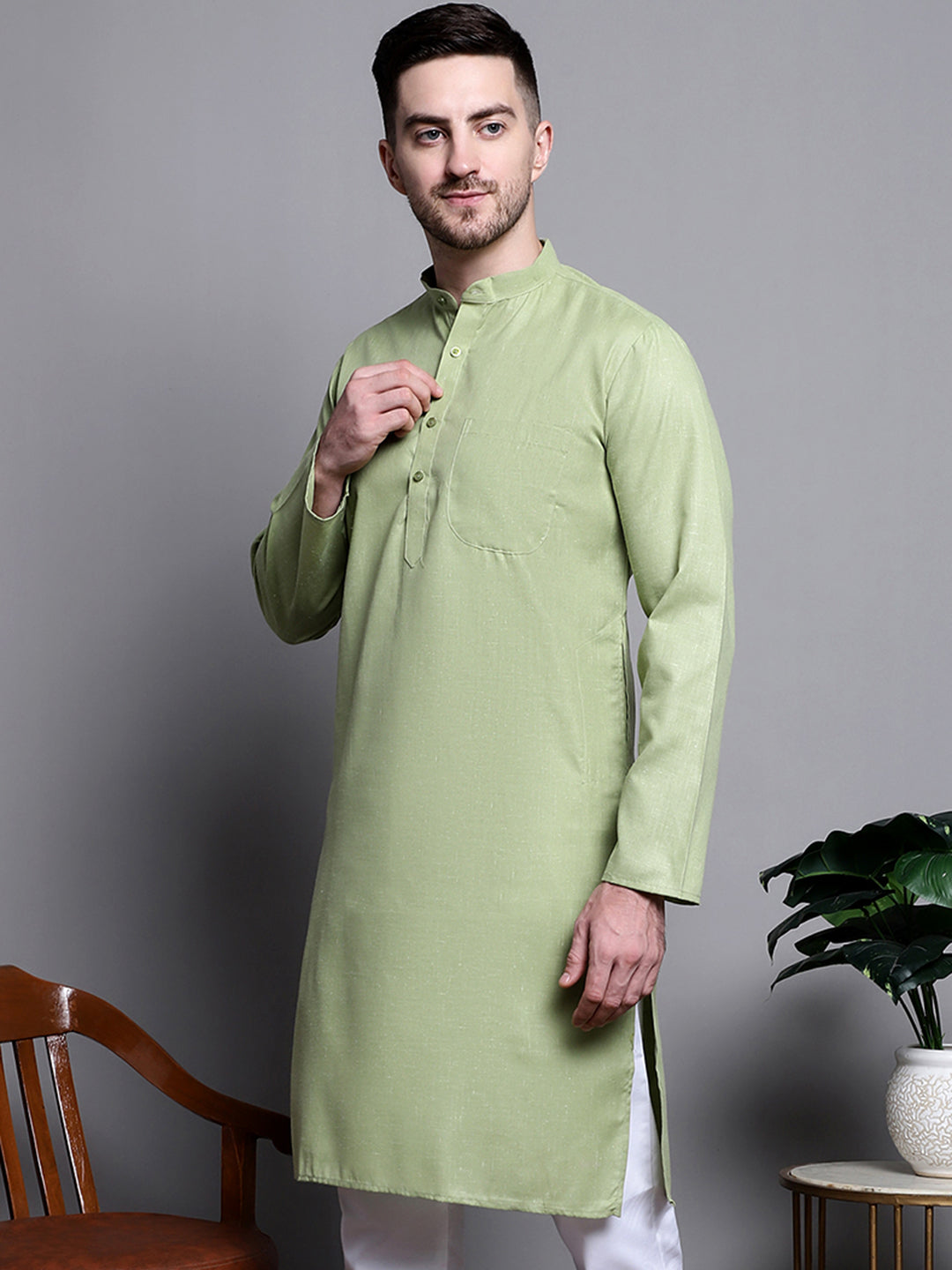 Jompers Men's Pure Cotton Kurta - Pista - Distacart