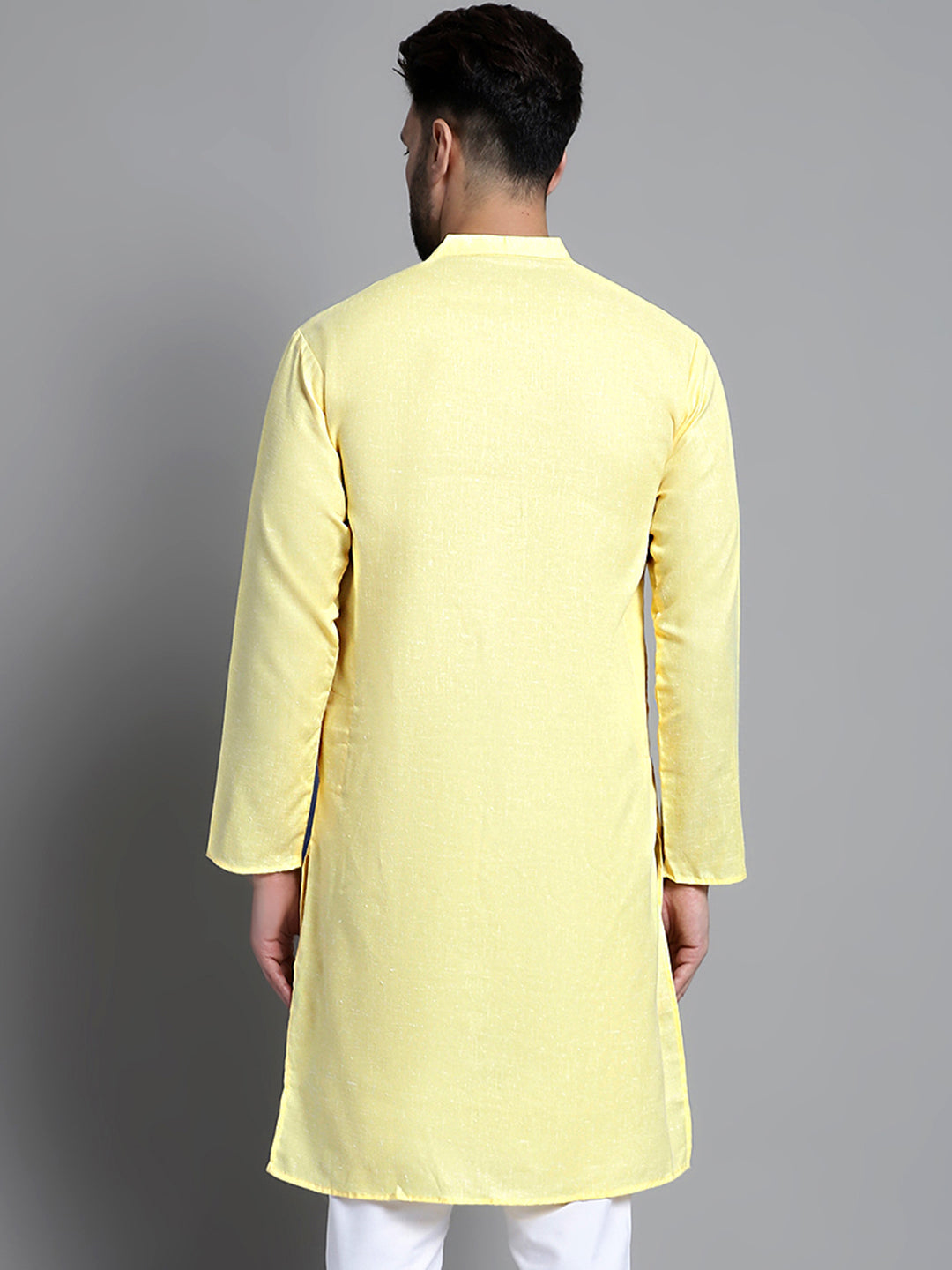 Jompers Men's Solid Pure Cotton Kurta Only - Yellow - Distacart