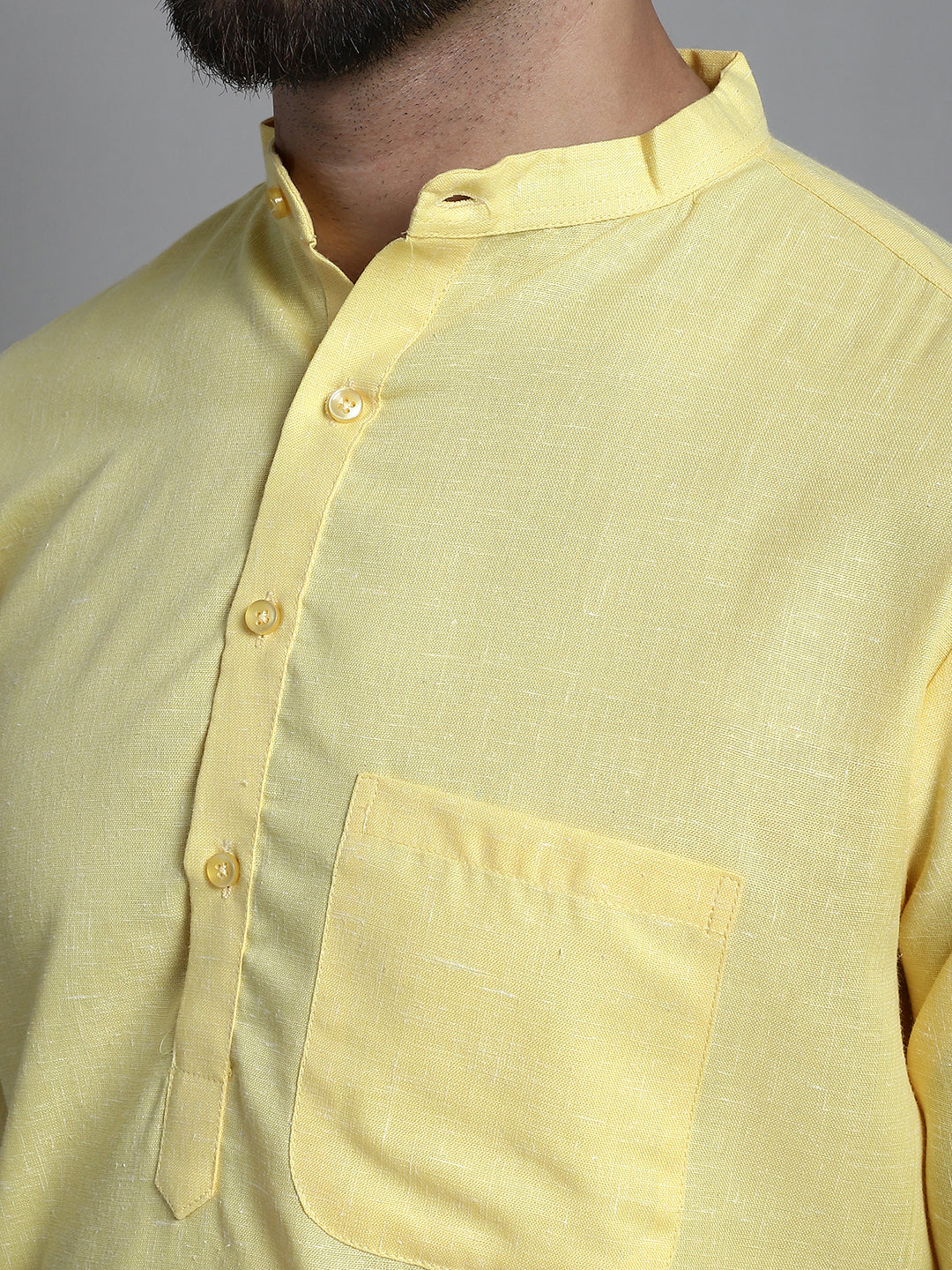 Jompers Men's Solid Pure Cotton Kurta Only - Yellow - Distacart