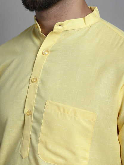 Jompers Men's Solid Pure Cotton Kurta Only - Yellow - Distacart