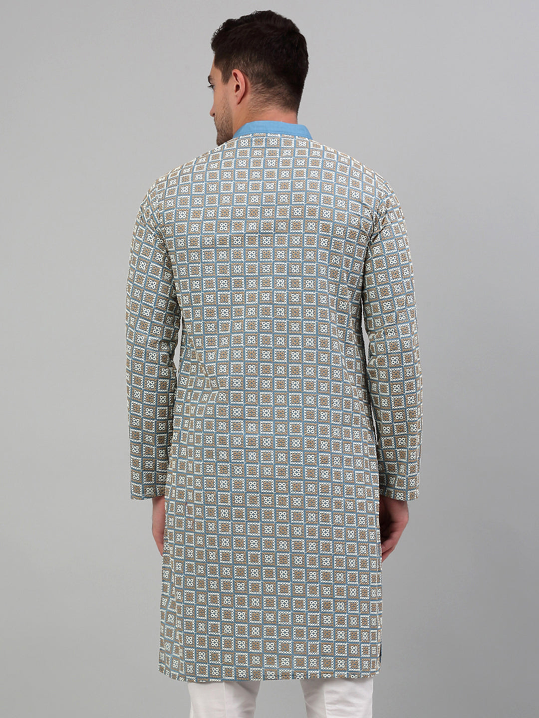 Jompers Men's Blue Embroidered Kurta Only - Distacart
