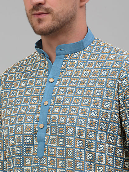 Jompers Men's Blue Embroidered Kurta Only - Distacart