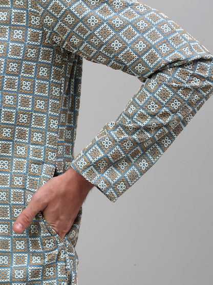 Jompers Men's Blue Embroidered Kurta Only - Distacart