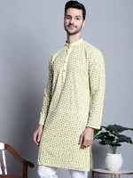 Thumbnail for Jompers Men's Yellow Embroidered Kurta Only - Distacart