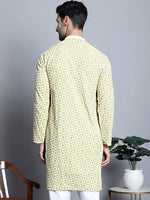 Thumbnail for Jompers Men's Yellow Embroidered Kurta Only - Distacart