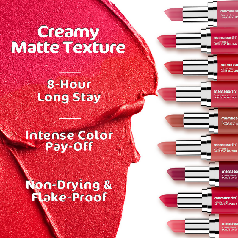 Mamaearth Creamy Matte Long Stay Lipstick - Cranberry Crush - Distacart