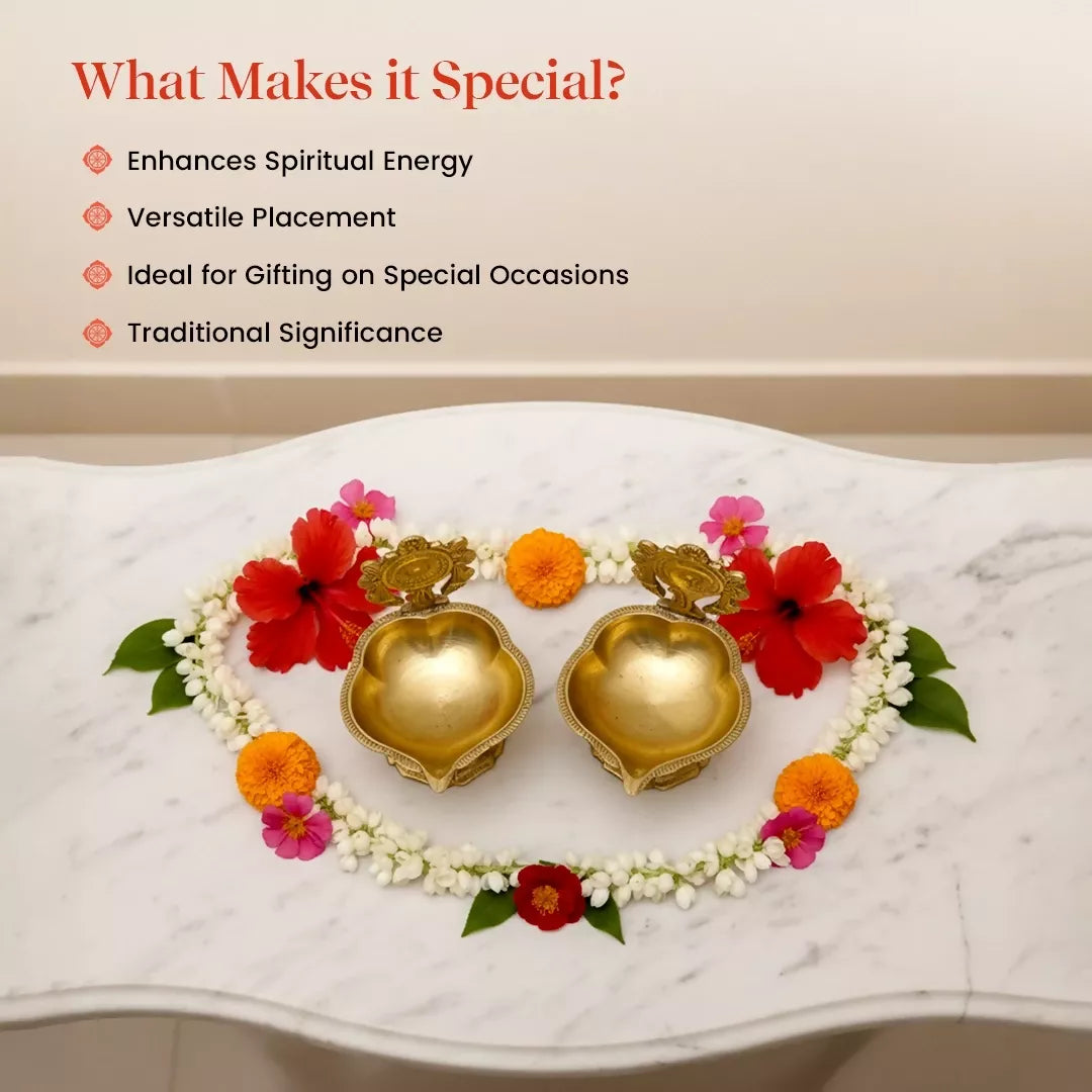 Pujashree Chakra Shankh Diya Set – Decorative Puja Set for Home Temple & Worship - Dista