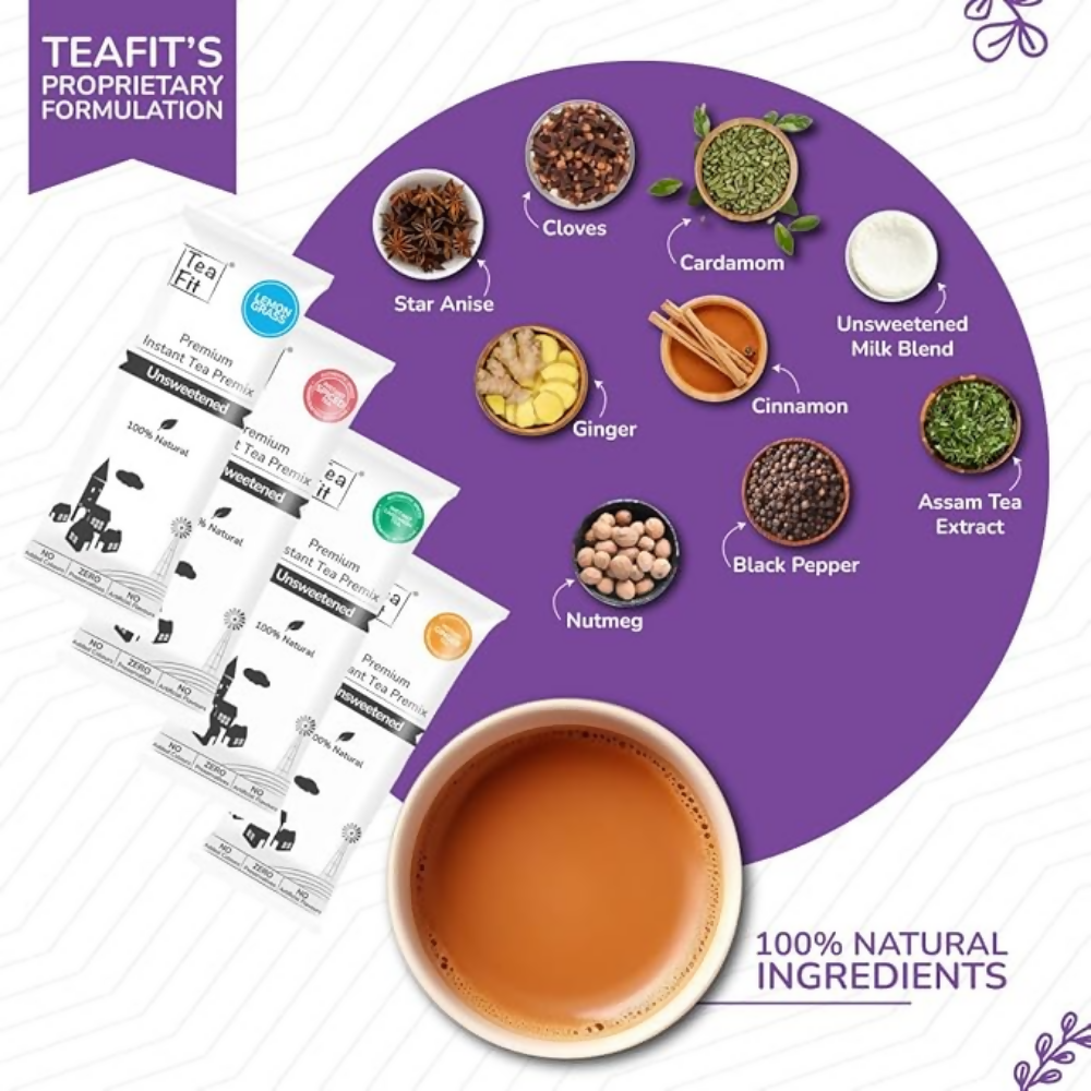TeaFit Premium NO SUGAR Instant Assorted Tea Premix combo - Distacart