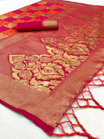 Thumbnail for NOZ2TOZ Jacquard Lichi Silk Pink Saree With Unstitched Blouse Piece - Distacart