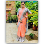 Thumbnail for NOZ2TOZ Jacquard Lichi Silk Peach Saree With Unstitched Blouse Piece - Distacart
