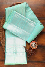 Thumbnail for NOZ2TOZ Jacquard Lichi Silk Sky Blue Saree With Unstitched Blouse Piece - Distacart