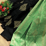 Thumbnail for NOZ2TOZ Jacquard Lichi Silk Black Saree With Unstitched Blouse Piece - Distacart
