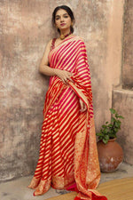 Thumbnail for NOZ2TOZ Jacquard Lichi Silk Red Saree With Unstitched Blouse Piece - Distacart