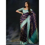 Thumbnail for NOZ2TOZ Jacquard Lichi Silk Blue Saree With Unstitched Blouse Piece - Distacart