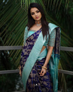 Thumbnail for NOZ2TOZ Jacquard Lichi Silk Blue Saree With Unstitched Blouse Piece - Distacart