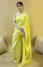 Thumbnail for NOZ2TOZ Jacquard Lichi Silk Green Saree With Unstitched Blouse Piece - Distacart