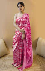 Thumbnail for NOZ2TOZ Jacquard Lichi Silk Pink Saree With Unstitched Blouse Piece - Distacart