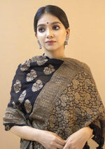 Thumbnail for NOZ2TOZ Jacquard Lichi Silk Black Saree With Unstitched Blouse Piece - Distacart