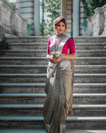 Thumbnail for NOZ2TOZ Jacquard Lichi Silk Grey Saree With Unstitched Blouse Piece - Distacart