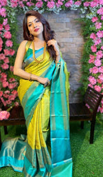 Thumbnail for NOZ2TOZ Jacquard Lichi Silk Green Saree With Unstitched Blouse Piece - Distacart