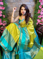 Thumbnail for NOZ2TOZ Jacquard Lichi Silk Green Saree With Unstitched Blouse Piece - Distacart