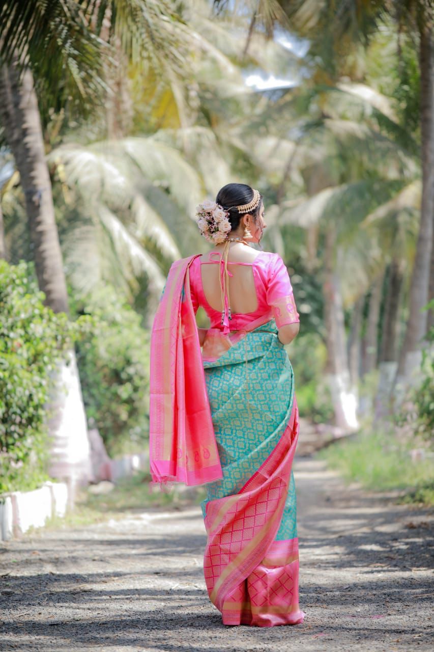 NOZ2TOZ Jacquard Lichi Silk Sky Blue Saree With Unstitched Blouse Piece - Distacart