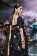 Thumbnail for NOZ2TOZ Jacquard Lichi Silk Black Saree With Unstitched Blouse Piece - Distacart