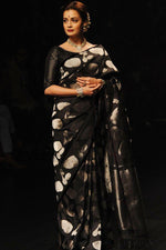 Thumbnail for NOZ2TOZ Jacquard Lichi Silk Black Saree With Unstitched Blouse Piece - Distacart
