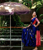 Thumbnail for Malishka Jacquard Lichi Silk Blue Saree With Unstitched Blouse Piece - Distacart