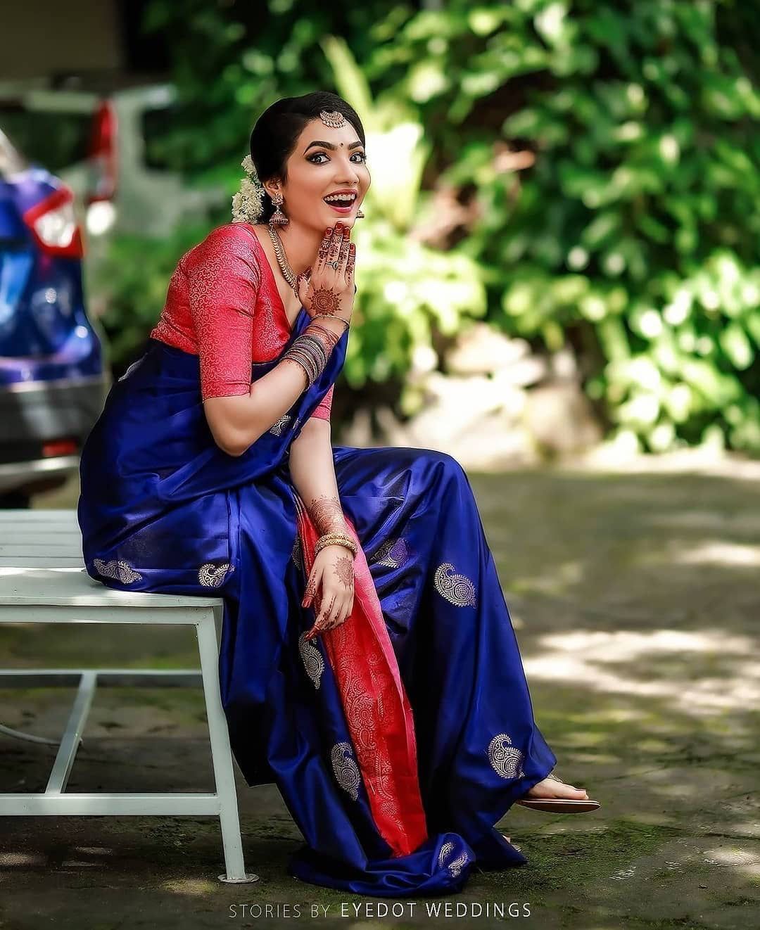 NOZ2TOZ Jacquard Lichi Silk Blue Saree With Unstitched Blouse Piece - Distacart