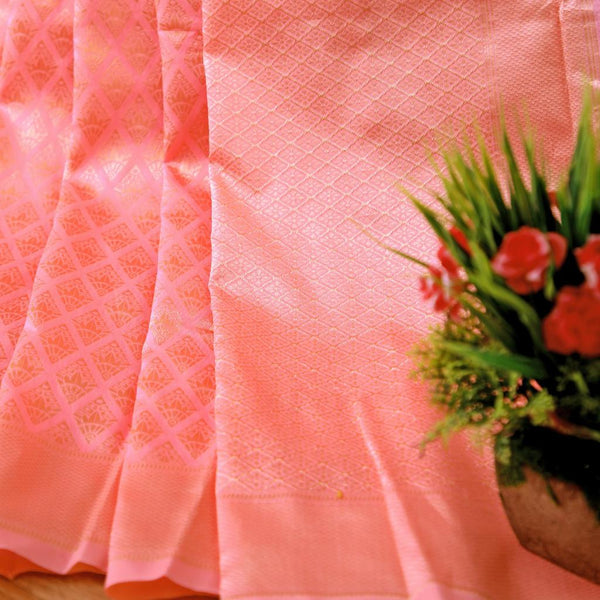 NOZ2TOZ Jacquard Lichi Silk Gajri Saree With Unstitched Blouse Piece - Distacart