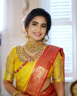 Thumbnail for NOZ2TOZ Jacquard Lichi Silk Yellow Saree With Unstitched Blouse Piece - Distacart