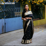 Thumbnail for NOZ2TOZ Jacquard Lichi Silk Black Saree With Unstitched Blouse Piece - Distacart