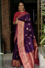 Thumbnail for NOZ2TOZ Jacquard Lichi Silk Purple Saree With Unstitched Blouse Piece - Distacart