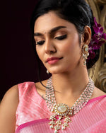 Thumbnail for Malishka Jacquard Lichi Silk Pink Saree With Unstitched Blouse Piece - Distacart