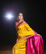Thumbnail for NOZ2TOZ Jacquard Lichi Silk Yellow Saree With Unstitched Blouse Piece - Distacart