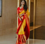 Thumbnail for NOZ2TOZ Jacquard Lichi Silk Yellow Saree With Unstitched Blouse Piece - Distacart